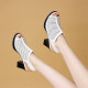 Summer high-heeled sandals for women, genuine leather thick heels, breathable Roman shoes for women, hollow anti-slip fish mouth shoes for women, lightweight sandal boots