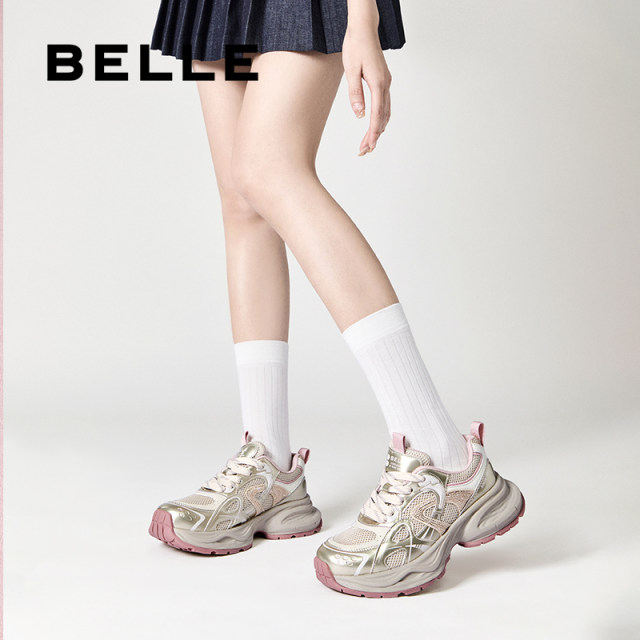 Belle thick-soled dad shoes for women Ouruofeng new product breathable mesh sports shoes height-enhancing casual shoes B2535AM5
