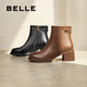 Belle plus velvet warm fashion boots winter new super soft sheepskin thick high heel short boots for women B8F1DDD4