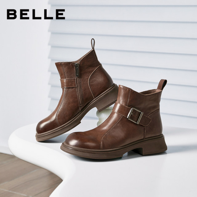 
Belle black boots scratched leather fashion boots plus velvet new black Chelsea boots short boots E8P1DDD5 pre