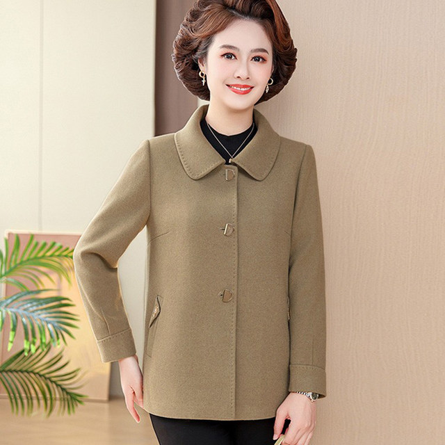Middle-aged and elderly mothers autumn and winter style double-sided woolen woolen coats large size women's tops noble grandma woolen coats