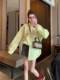 Large size fat mm300Jin [Jin equals 0.5 kg] Yellow fun cartoon long-sleeved shirt for women in spring design niche French top trendy
