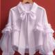 White high-end chiffon shirt 2024 new early autumn sweet niche unique temperament bow long-sleeved top
