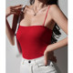 European and American slim-fit high-waist slim flat shoulder spaghetti straps knitted suspenders solid color sexy vest for women summer