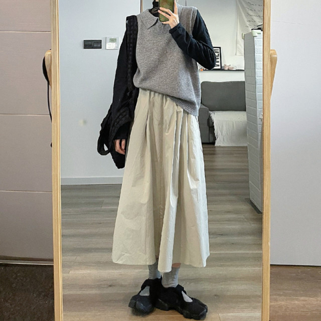 Homemade Sweet Japanese Workers Wind Mi Apricot Skirt Female Summer Student Skill