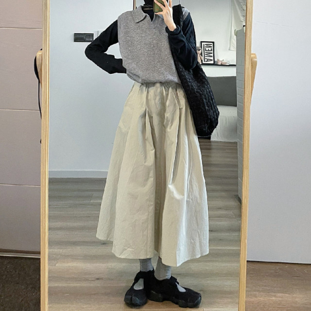 Homemade Sweet Japanese Workers Wind Mi Apricot Skirt Female Summer Student Skill