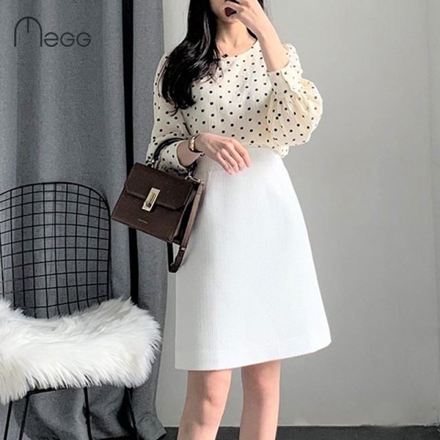 White skirt for women 2025 spring new versatile mid-skirt slim professional women's high waist A-line skirt mid-skirt
