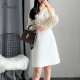 White skirt for women 2025 spring new versatile mid-skirt slim professional women's high waist A-line skirt mid-skirt
