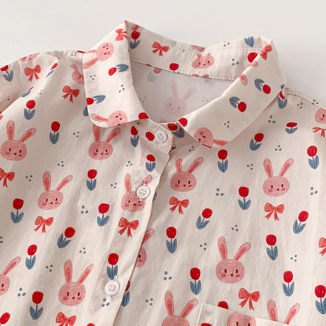 Large size fat girl slimming belly-covering shirt for women 2025 spring new loose Korean version cartoon printed long-sleeved top