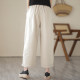 Japanese age-reducing patch embroidered wide-leg pants for women 2024 summer loose large size elastic waist casual straight nine-point pants