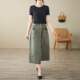 American retro workwear double pocket high waist skirt for women 2024 autumn new style versatile slim mid-length skirt
