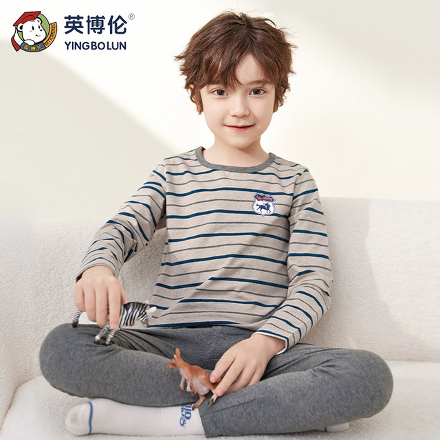 Inbolen children's underwear set pure cotton boys' autumn clothes and autumn pants pure cotton little boy's pajamas medium and large children's cotton sweater