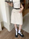 White polka dot skirt pear-shaped body high waist mid-length skirt large size A-line skirt covering hips mid-skirt making it look slim and hip-packing skirt