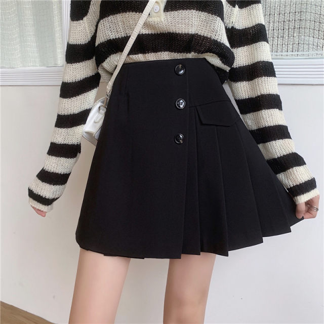 Large size irregular design pleated skirt for women, slim A-line skirt, autumn and winter hip-covering skirt, high waist versatile short skirt