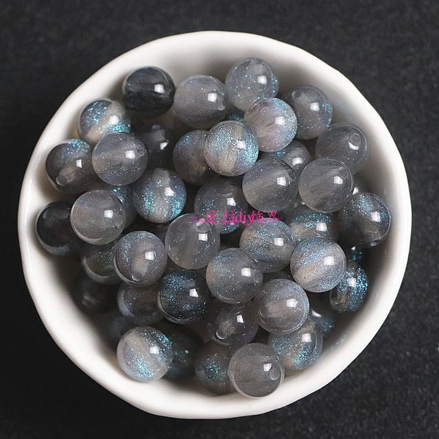 8/10mm Starry Sky Mermaid Ji straight hole round beads Handmade DIY beads loose beads bracelet mobile phone chain beads acrylic