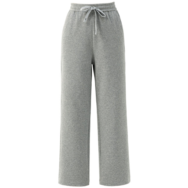 Gray straight-leg pants, wardrobe pants, women's summer thin style 2025 new wide-leg pants, women's pants, nine-point sports pants, casual pants