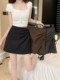 Large size irregular skirt for women, short skirt for summer fat mm slim and versatile high waist design drawstring A-line skirt pants
