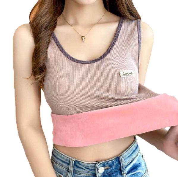 Women's vest plus velvet winter 2025 new suspender inner wear Korean top large size base integrated velvet thermal underwear