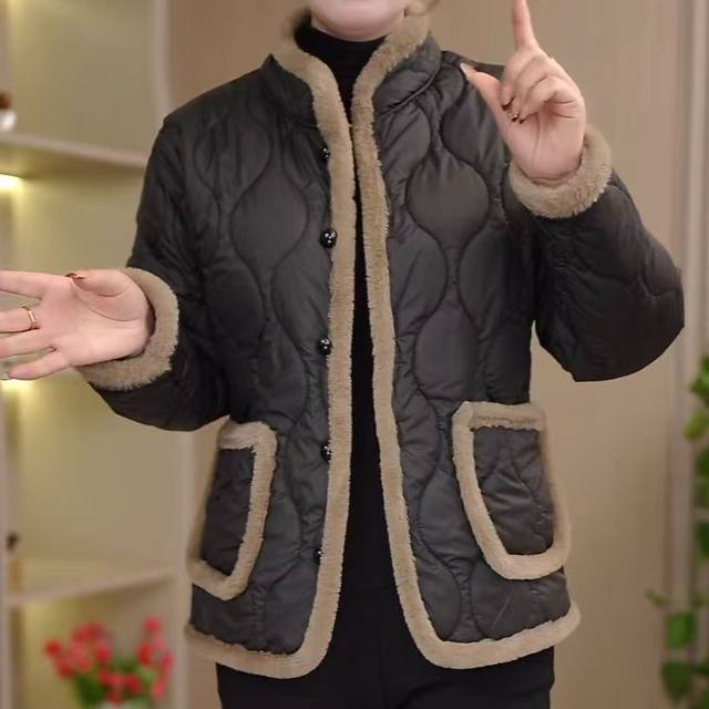 Mother's clothing autumn and winter new style Chinese-style cotton-padded coat plus velvet warm small cotton-padded jacket for middle-aged and elderly women retro cotton-padded jacket
