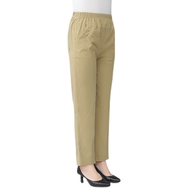 Mom's nine-point pants women's summer thin middle-aged pants women's high-waisted loose summer straight pants middle-aged women's pants