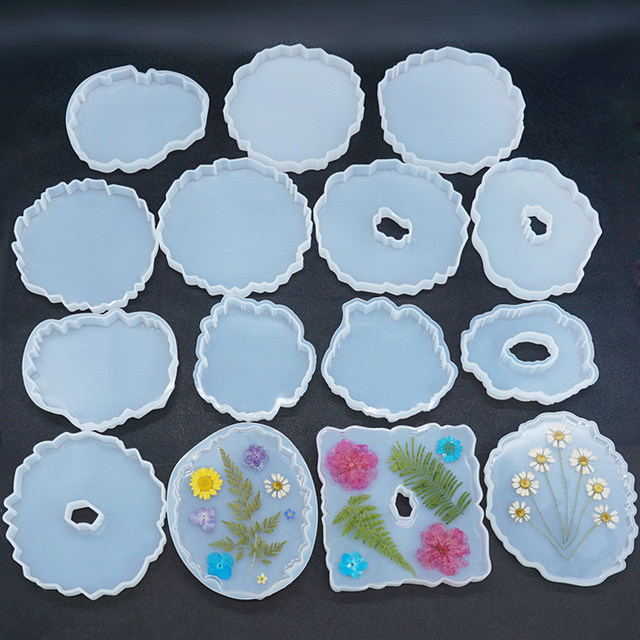 Special-shaped irregular silicone mold mirror crystal glue dried flower specimen coaster wavy edge table base accessories