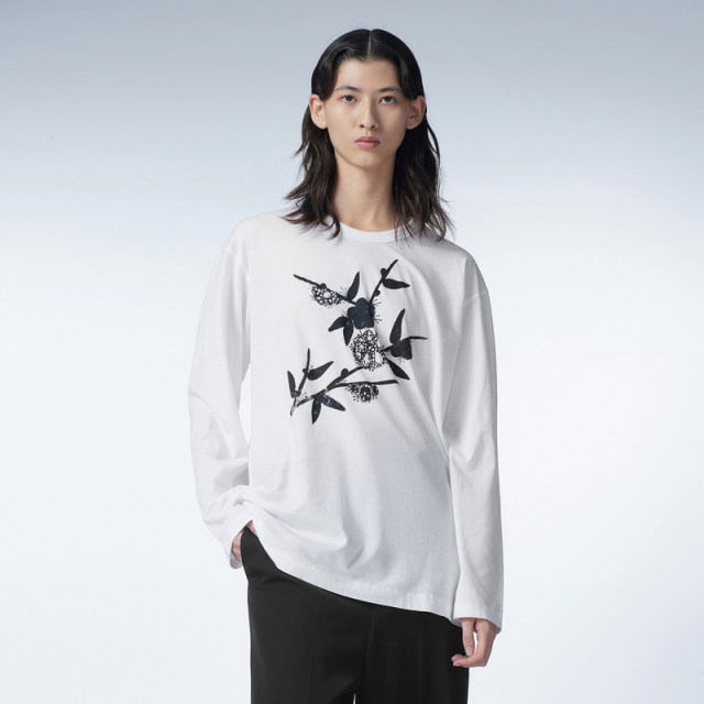 JNBY/Jiangnan Buddy Autumn Long Sleeve T-shirt Women's Printed Round Neck Loose Soft Commuter Top 5N9110560