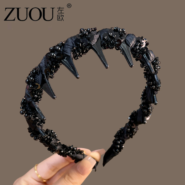 2025 new high skull top headband with teeth non-slip wavy hairpin for women with high-end and fashionable headband headwear