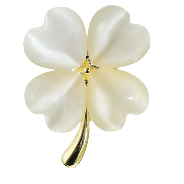 Four-leaf clover brooch, high-end women's high-end exquisite fashion anti-exposure corsage pin buckle pin fixed buckle clothing accessories