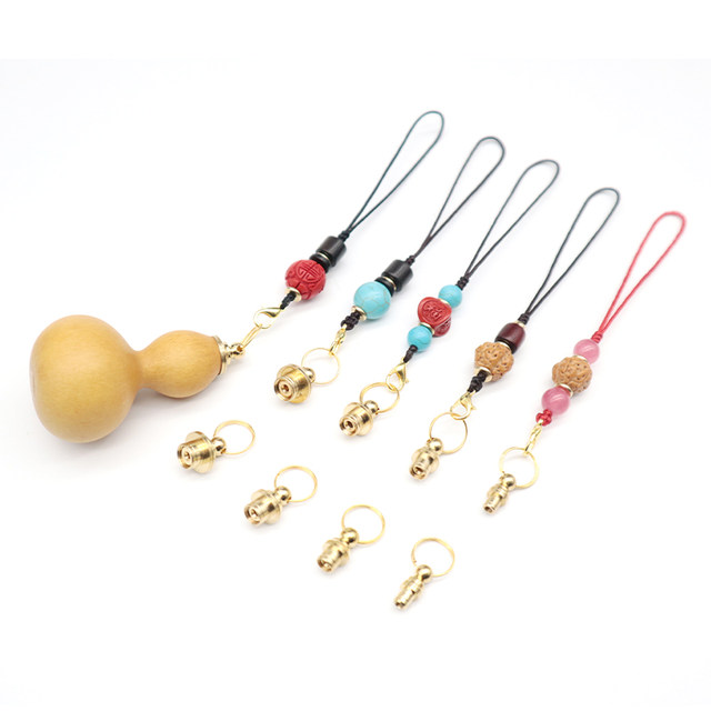 Small gourd inlaid wine plug copper accessories hanging rope Wenhuan copper hat creative handmade boutique hanging ornament Chinese style short rope