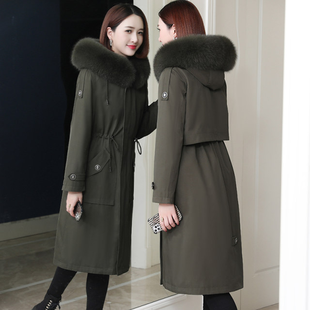 Parker Women's 2024 New Winter Hot Style Momase Rabbit Fur Removable Liner Long Haining Fur Jacket