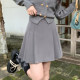 Large size fat MM black suit skirt for women in autumn and winter new pear-shaped body with hips and high waist A-line pleated skirt