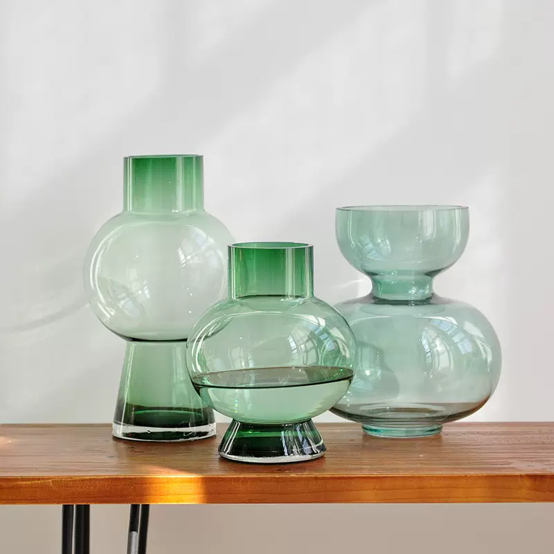 北欧设计感自然弧度鲜切花水培玻璃花瓶花器桌摆装饰品