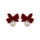 Earrings 2025 new popular high-end red earrings for women with bow earrings ear clips without ear piercings New Year bride