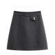 Gray high waist thin hair Model skirt women's autumn and winter A -line skirt temperament large size anti -free light skirt
