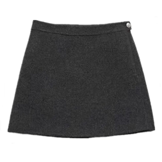 Gray woolen short skirt, large size a-line skirt, women's autumn and winter black hip-covering culottes, woolen versatile and slimming