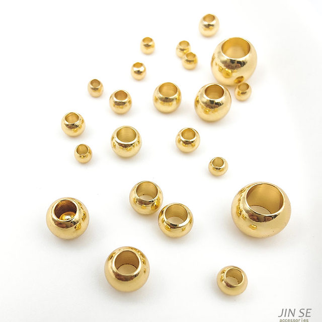 18K14K real gold plated color-preserving large hole beads separated by beads wheel beads handmade diy loose beads beaded necklace jewelry accessories