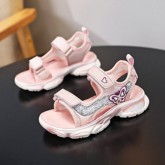 ABCkings girls casual sandals for summer new Korean style soft sole open toe sports medium-sized children girls beach shoes