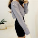 Korean sexy off-shoulder vertical striped one-length elastic shirt top for women buttons with micro trumpet slit sleeve shirt