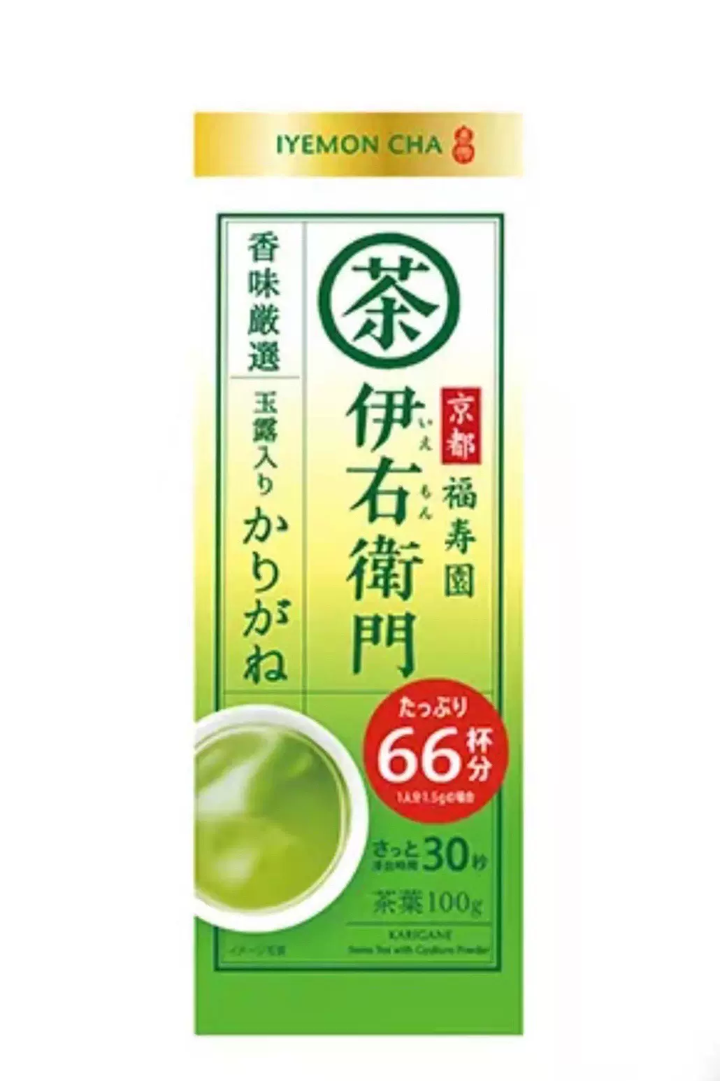 现货日本伊右卫门福寿园玉露茎茶绿茶100克装