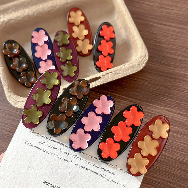 Cute colorful flower hair clip for women 2025 new high-end side forehead bangs hair clip hair clip exquisite hair accessories