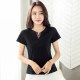 2025 summer new pure cotton embroidered V-neck short-sleeved top for women's retro ethnic style slim slim T-shirt large size