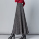 2025 autumn and winter new versatile plaid wool skirt for women high waist A-line long skirt large dance skirt large size skirt
