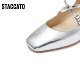 Scatto's new French retro Mary Jane shoes thick heel square toe shoes silver women's D6897CQ3