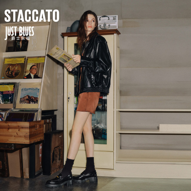 Yang Mi's same style as Sijiatu 2025 new Little Seagull Jazz Loafers Thick-soled Small Leather Shoes EEZ22CA5