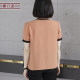2025 summer new style simple temperament round neck contrasting bow loose short-sleeved chiffon shirt large size top for women
