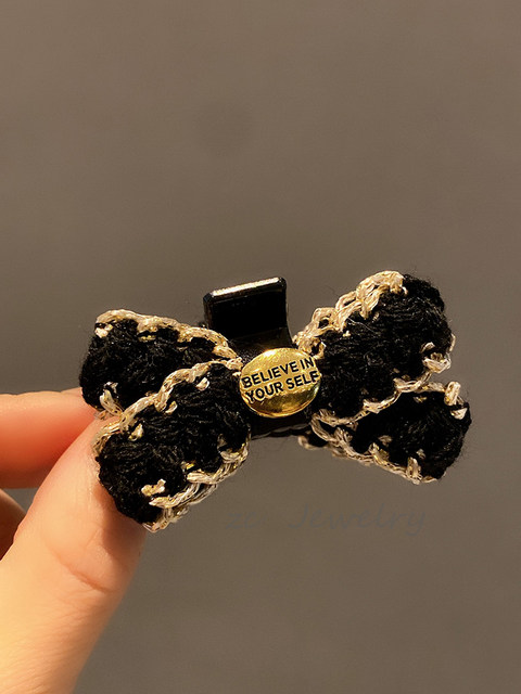 Korean style wool bow bangs clip female high-end princess clip sweet temperament 2023 new hair accessories