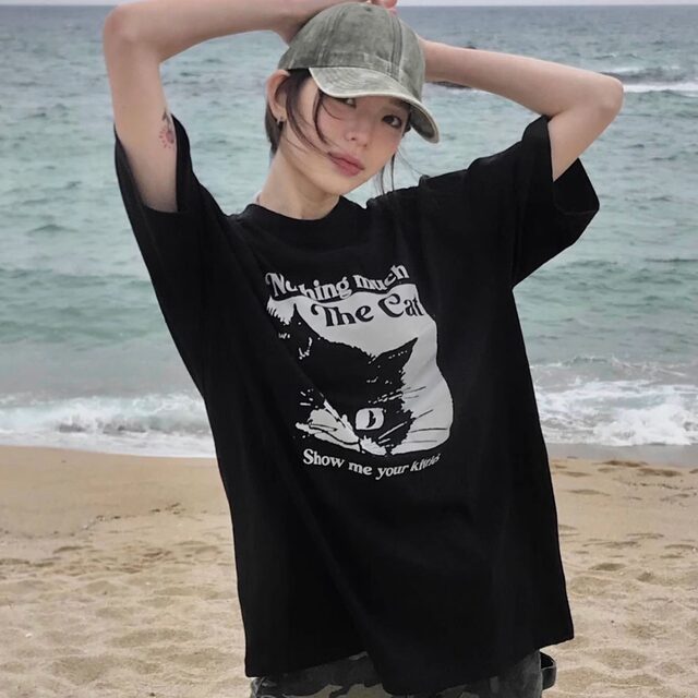 Fantasy Loose Pure Cotton Thickened Short Sleeve Street All-match Round Neck T-shirt Couple Outfit in Summer