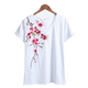 New large-size women's round neck T-shirt base shirt slim-fit embroidered short-sleeved pure cotton mother top