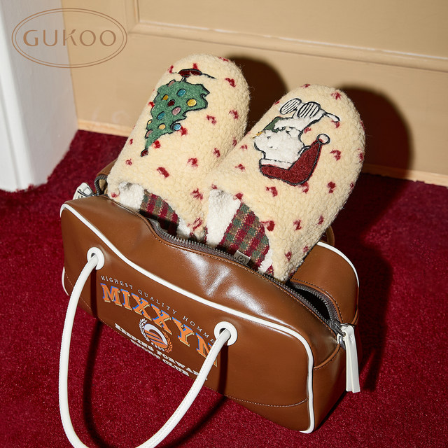 
Gukoo/Fruit Shell Slippers Women's Winter Snoopy Joint Brand New Style Plush Wear Warm Women's Home Cotton Slippers