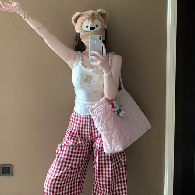 Gukoo/Fruit Shell Women's Vest Summer Mikko Co-branded New Style Lace-edged Vest with Chest Pad